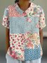 Women's Short Sleeve T-shirt Summer Color1 Geometric Printing Stand Collar Daily Going Out Casual Top