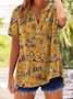 Women's Vintage Western Printed Cotton and Linen Shirt