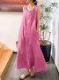 Women's Sleeveless Summer Blue Plain Split Joint Crew Neck Daily Going Out Vintage Maxi A-Line Tank Dress