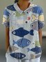 Women's Short Sleeve T-shirt Summer Color1 Geometric Printing Stand Collar Daily Going Out Casual Top