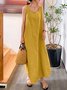 Women's Sleeveless Summer Blue Plain Split Joint Crew Neck Daily Going Out Vintage Maxi A-Line Tank Dress