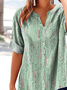 Women's V-Neck Button-Down Short-Sleeved Shirt