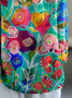 Floral Loose Shawl Collar Boho Shirt