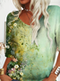 Women's Floral Print V-Neck Short Sleeve T-Shirt