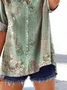Women's V-Neck Button-Down Short-Sleeved Shirt