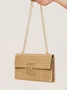 Holiday Style Multi-compartment Metal Chain Flip Cover Twist Lock Straw Bag Shoulder Bag Chain Lock Women Bag
