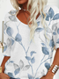 Women's Floral Print V-Neck Short Sleeve T-Shirt