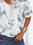 Women's Floral Print V-Neck Short Sleeve T-Shirt