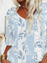 Women's Floral Print V-Neck Short Sleeve T-Shirt