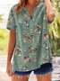 Women's Vintage Western Printed Cotton and Linen Shirt