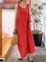 Women's Sleeveless Summer Blue Plain Split Joint Crew Neck Daily Going Out Vintage Maxi A-Line Tank Dress