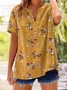 Women's Vintage Western Printed Cotton and Linen Shirt