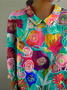 Floral Loose Shawl Collar Boho Shirt