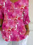 Women's Vintage Botanical Flower Art Print Casual Mid-Sleeve T-Shirt