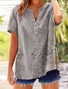 Women's V-Neck Button-Down Short-Sleeved Shirt