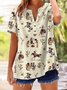 Women's Vintage Western Printed Cotton and Linen Shirt