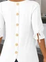 Women's Half Sleeve Shirt Summer White Plain Crew Neck Daily Going Out Vintage Top