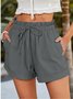 Casual Plain Drawstring Loose Shorts