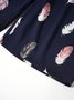 Women's Spring and Summer Feather Print Casual Straight Tie Cropped Pants