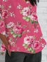 Women's Half Sleeve T-shirt Summer Pink Floral Crew Neck Daily Going Out Casual Top