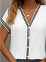 Women's Short Sleeve Shirt Summer White Abstract Printing V Neck Daily Going Out Casual Top