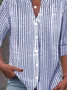 Women's Stand Collar Long Sleeve Striped Shirt