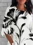 Women's Half Sleeve T-shirt Summer White Floral Crew Neck Daily Going Out Casual Top