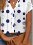 Women's Short Sleeve Shirt Summer White Polka Dots Printing V Neck Daily Going Out Casual Top