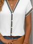 Women's Short Sleeve Shirt Summer White Abstract Printing V Neck Daily Going Out Casual Top