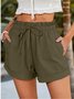 Casual Plain Drawstring Loose Shorts