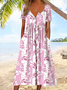 Vintage Half Open Collar Geometric Loose Dress