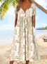 Vintage Half Open Collar Geometric Loose Dress