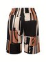 Women's Spring and Summer Geometric Print Casual Straight Tie Cropped Pants