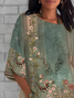 Women's Half Sleeve T-shirt Summer Green Floral Crew Neck Daily Going Out Casual Top