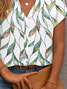 Women's Short Sleeve Shirt Summer White Floral Printing V Neck Daily Going Out Casual Top