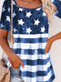 America Flag Printed Buckle Casual Jersey Tunic T-Shirt