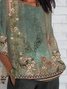 Women's Half Sleeve T-shirt Summer Green Floral Crew Neck Daily Going Out Casual Top