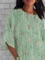 Women's Half Sleeve T-shirt Summer Green Abstract Crew Neck Daily Going Out Casual Top