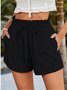 Casual Plain Drawstring Loose Shorts