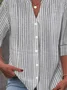 Women's Stand Collar Long Sleeve Striped Shirt