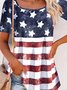 America Flag Printed Buckle Casual Jersey Tunic T-Shirt