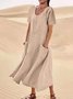 Casual Plain Crew Neck Maxi Dress