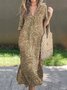 Casual Floral Printing V Neck Maxi Dress