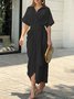 Women's Half Sleeve Summer Purple Floral Split Joint Shirt Collar Daily Going Out Vintage Maxi A-Line Hip Skirt Dress