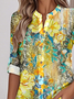 Women's Printed Stand Collar Long Sleeve Shirt