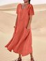 Casual Plain Crew Neck Maxi Dress