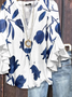 Women's Half Sleeve Shirt Summer White Floral Printing V Neck Daily Going Out Casual Top