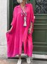 Casual Plain V Neck Maxi Dress
