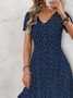 Women's Elegant Short Sleeve V-Neck Dress