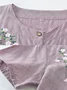 Women's Embroidery Plain Daily Going Out Two-Piece Set Purple Casual Summer Top With Pants Matching Set
